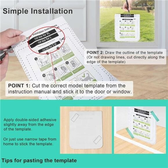 Thin Cat Door for Windows, Pet Doors and Sliding Door, Safety Pet Door with Lock - Picture 7 of 8
